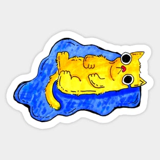 Sad Cat in a puddle of tears Sticker